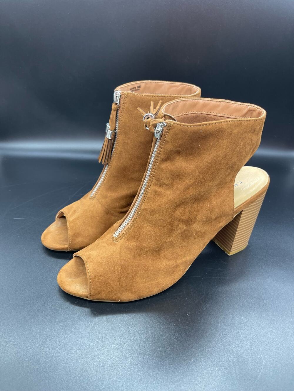 Chinese Laundry Brown Open Toe High Heel Ankle Booties Women’s Size 10 EU 41